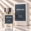 ABBODA ALBY 50ml Eau de Parfum clear glass bottle with a slate blue-gray label, silver square cap, and matching white two-piece fragrance box.